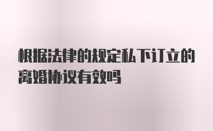 根据法律的规定私下订立的离婚协议有效吗