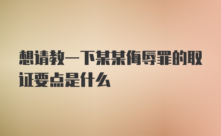 想请教一下某某侮辱罪的取证要点是什么