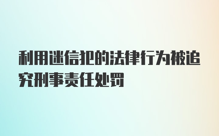 利用迷信犯的法律行为被追究刑事责任处罚