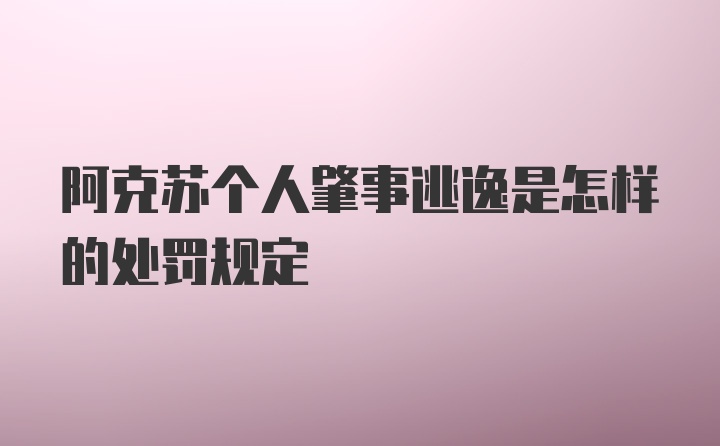 阿克苏个人肇事逃逸是怎样的处罚规定