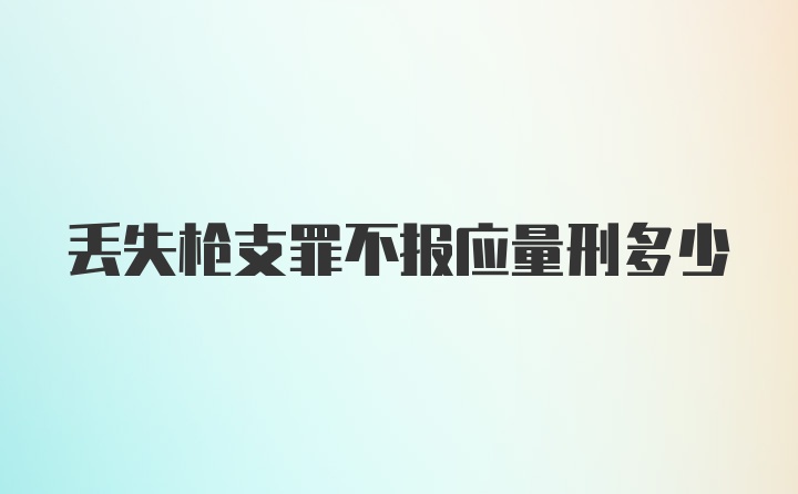 丢失枪支罪不报应量刑多少