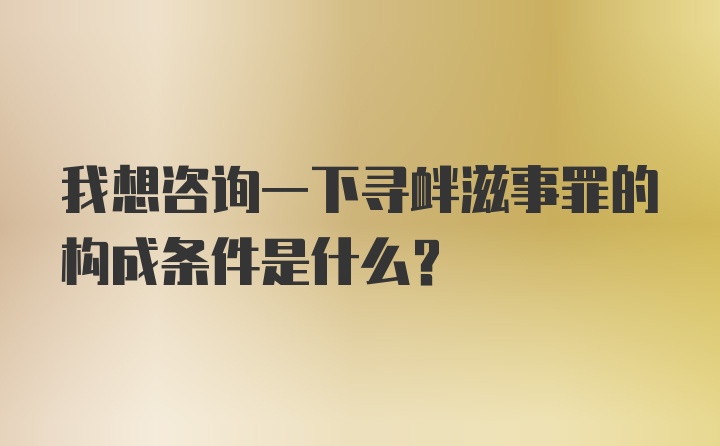 我想咨询一下寻衅滋事罪的构成条件是什么？