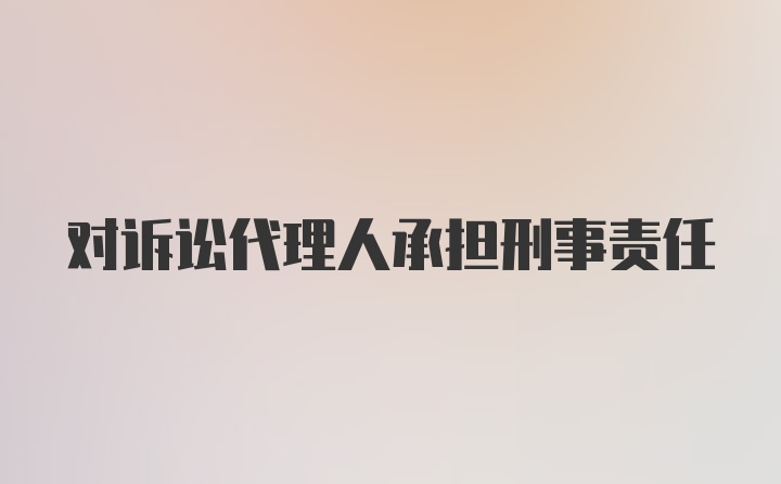 对诉讼代理人承担刑事责任