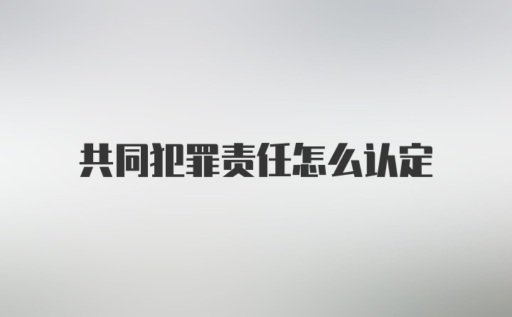 共同犯罪责任怎么认定