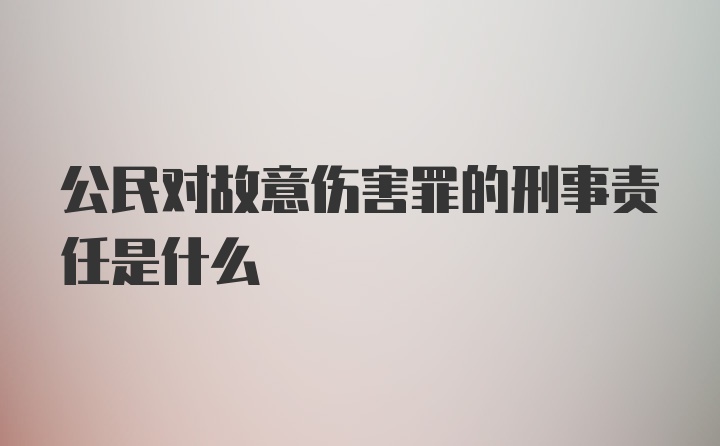 公民对故意伤害罪的刑事责任是什么