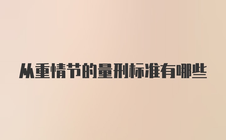 从重情节的量刑标准有哪些