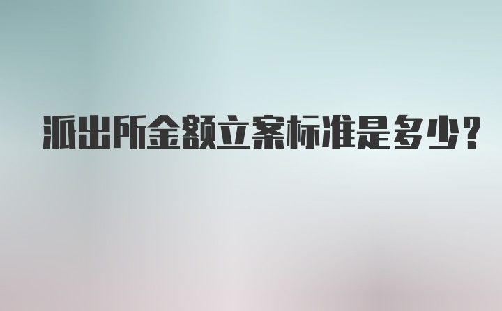 派出所金额立案标准是多少？