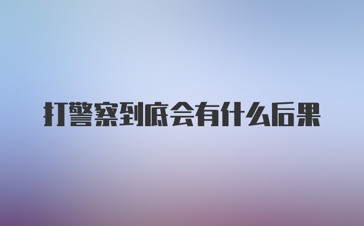 打警察到底会有什么后果