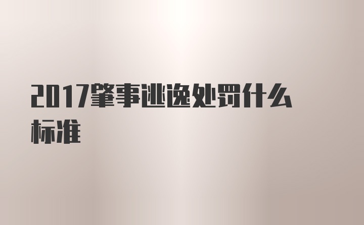 2017肇事逃逸处罚什么标准