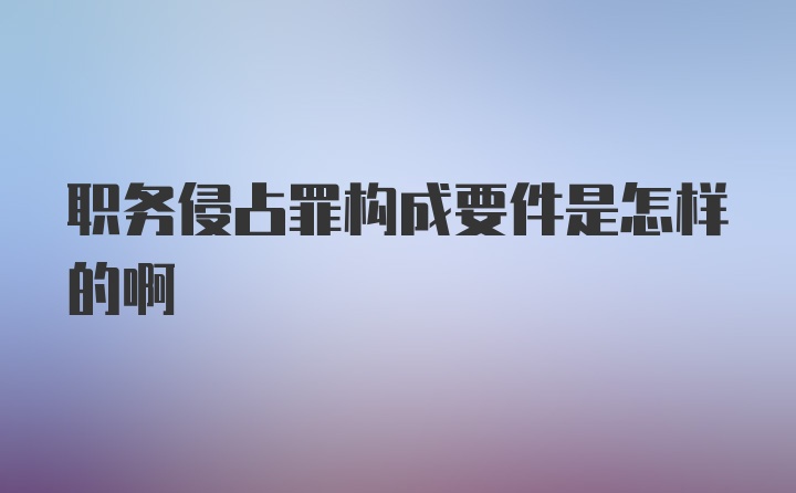 职务侵占罪构成要件是怎样的啊