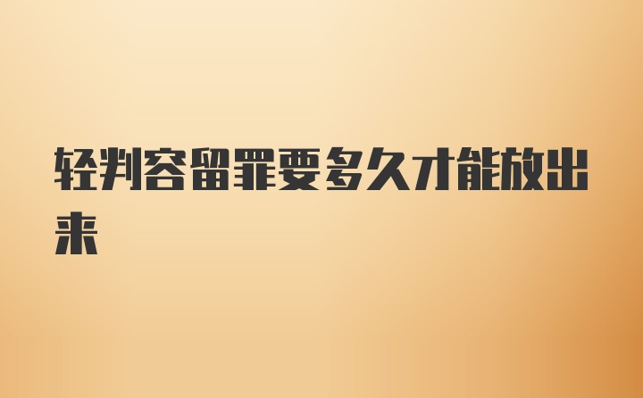 轻判容留罪要多久才能放出来