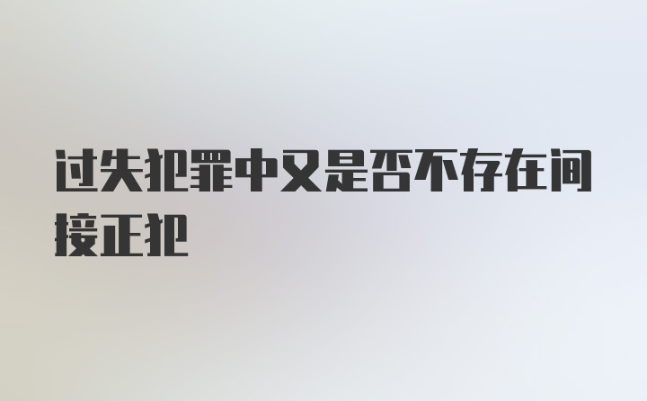 过失犯罪中又是否不存在间接正犯