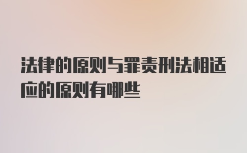 法律的原则与罪责刑法相适应的原则有哪些