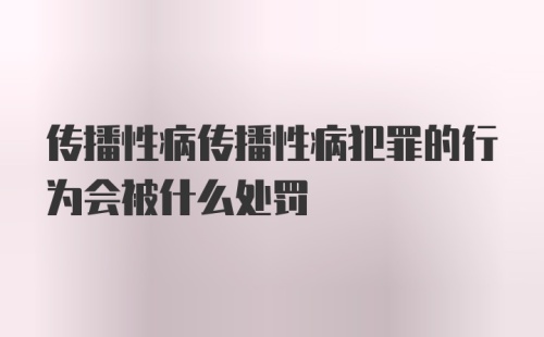 传播性病传播性病犯罪的行为会被什么处罚