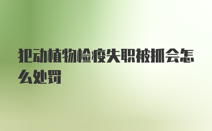 犯动植物检疫失职被抓会怎么处罚