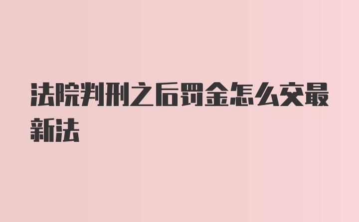 法院判刑之后罚金怎么交最新法