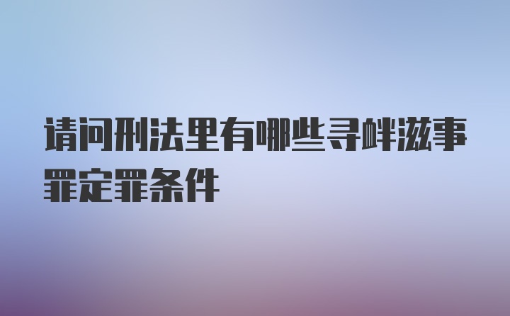 请问刑法里有哪些寻衅滋事罪定罪条件