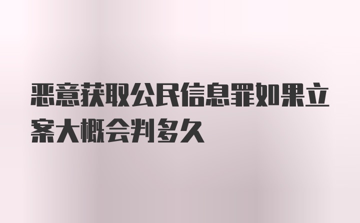 恶意获取公民信息罪如果立案大概会判多久