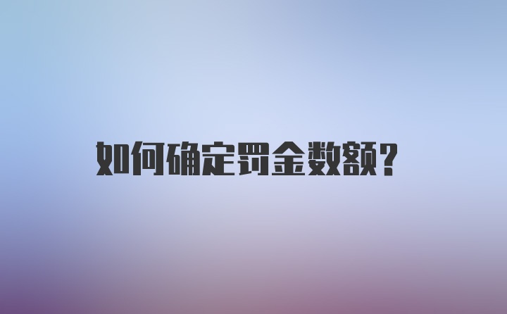 如何确定罚金数额？