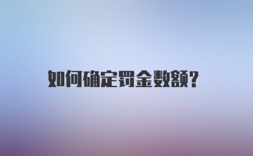 如何确定罚金数额？