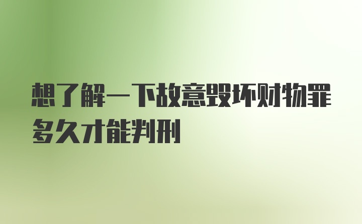 想了解一下故意毁坏财物罪多久才能判刑