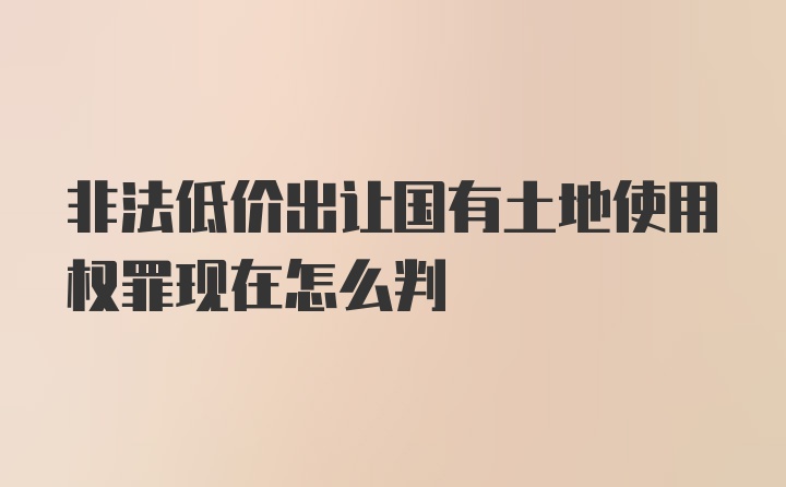 非法低价出让国有土地使用权罪现在怎么判