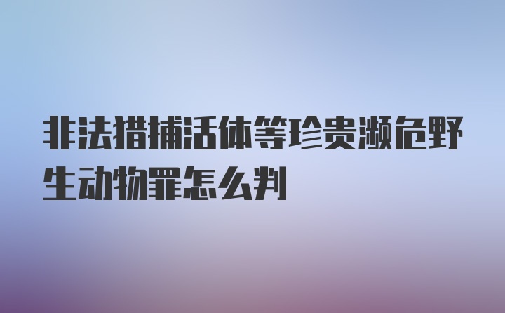 非法猎捕活体等珍贵濒危野生动物罪怎么判