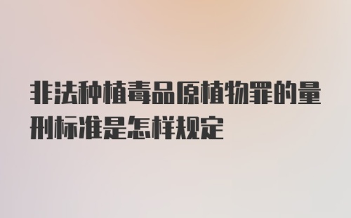 非法种植毒品原植物罪的量刑标准是怎样规定