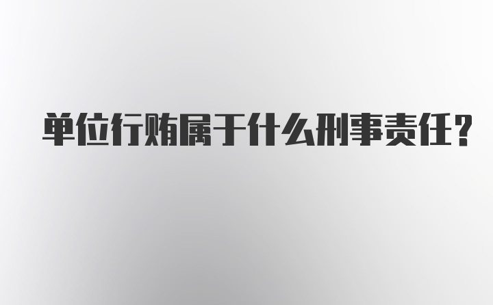 单位行贿属于什么刑事责任？