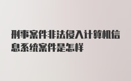 刑事案件非法侵入计算机信息系统案件是怎样