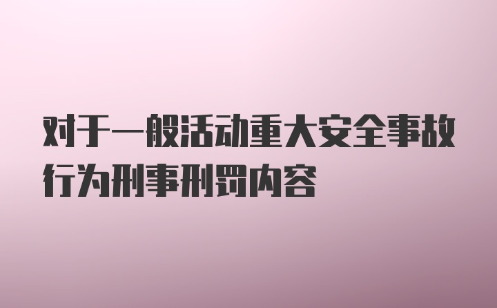 对于一般活动重大安全事故行为刑事刑罚内容