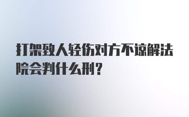 打架致人轻伤对方不谅解法院会判什么刑？