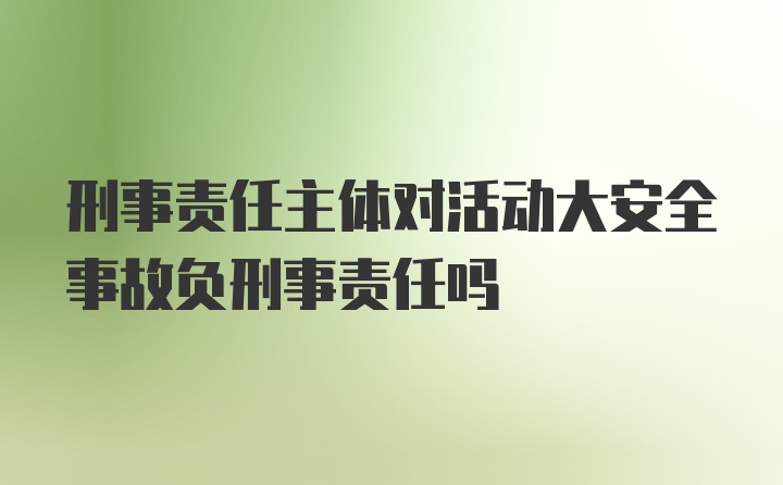 刑事责任主体对活动大安全事故负刑事责任吗