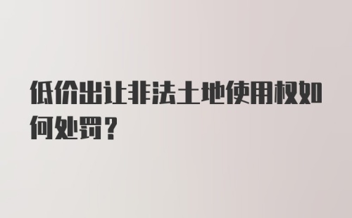 低价出让非法土地使用权如何处罚？