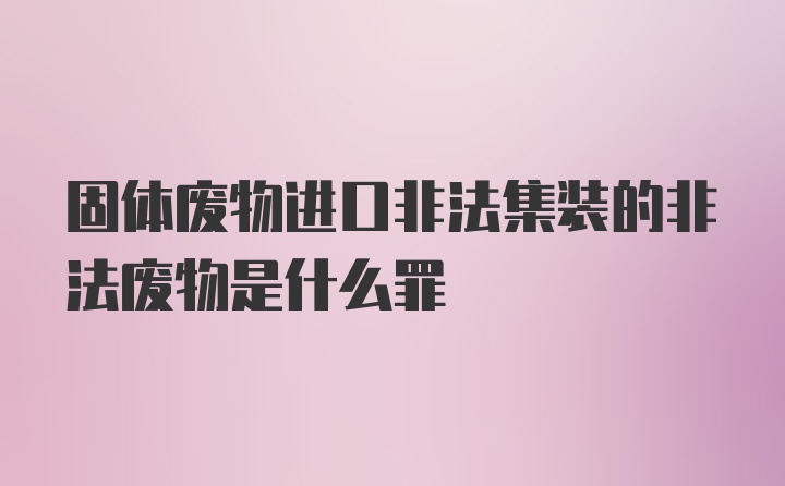 固体废物进口非法集装的非法废物是什么罪