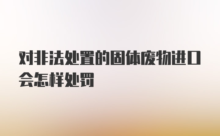 对非法处置的固体废物进口会怎样处罚