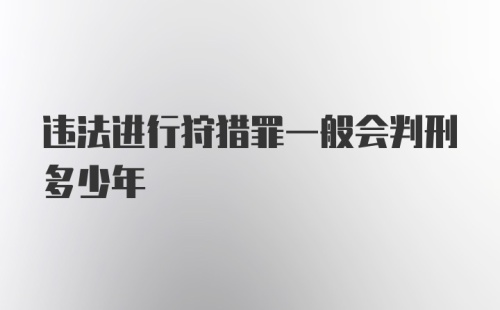 违法进行狩猎罪一般会判刑多少年