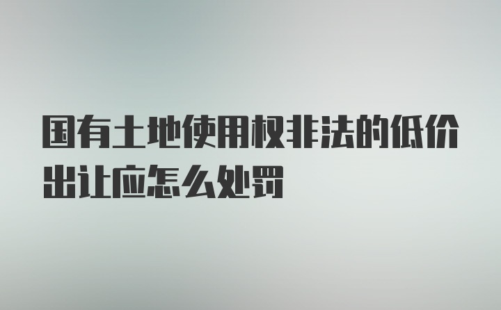 国有土地使用权非法的低价出让应怎么处罚