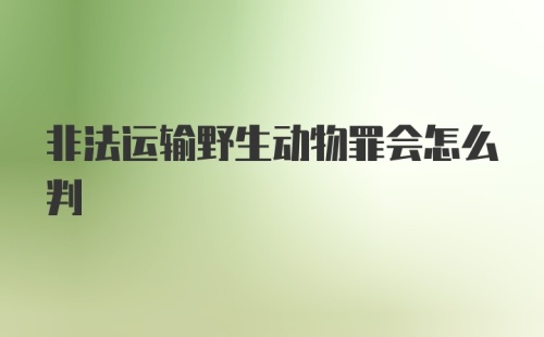 非法运输野生动物罪会怎么判