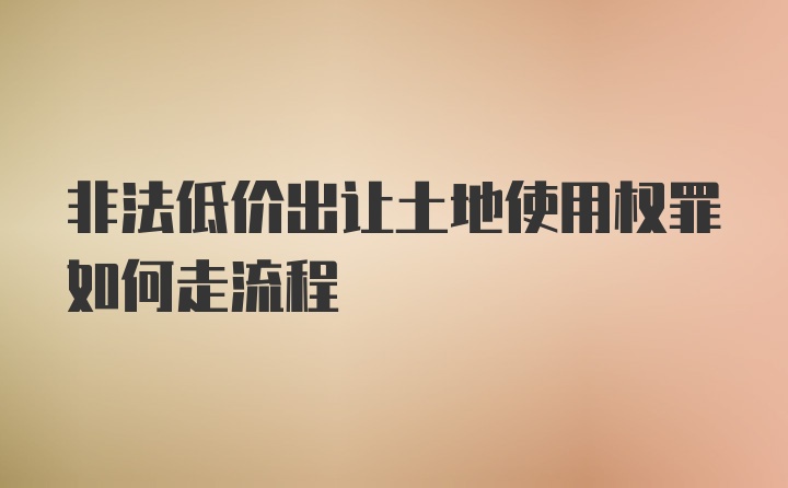 非法低价出让土地使用权罪如何走流程