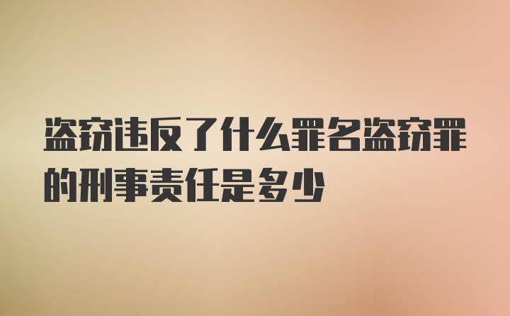 盗窃违反了什么罪名盗窃罪的刑事责任是多少