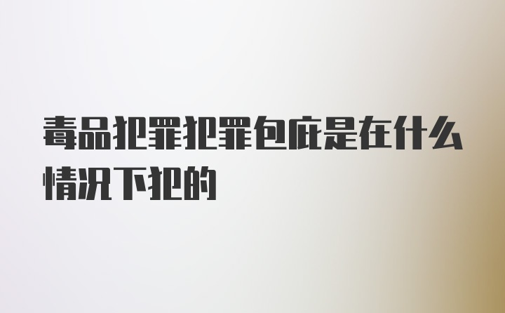 毒品犯罪犯罪包庇是在什么情况下犯的