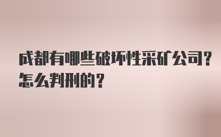 成都有哪些破坏性采矿公司？怎么判刑的？