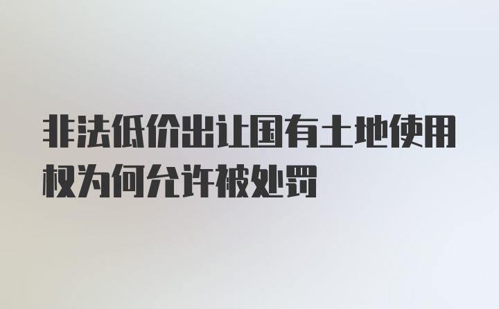 非法低价出让国有土地使用权为何允许被处罚