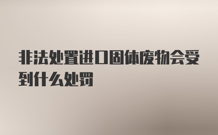 非法处置进口固体废物会受到什么处罚