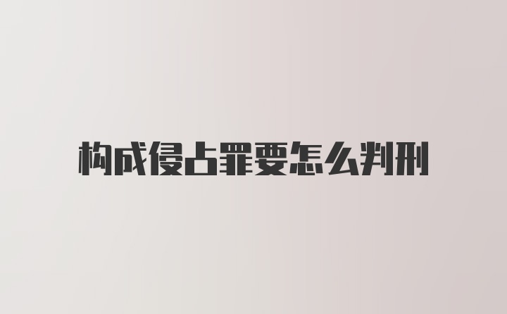 构成侵占罪要怎么判刑