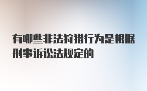 有哪些非法狩猎行为是根据刑事诉讼法规定的