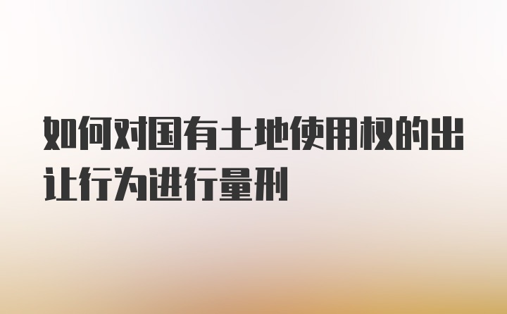 如何对国有土地使用权的出让行为进行量刑