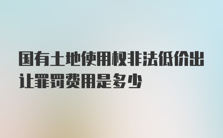 国有土地使用权非法低价出让罪罚费用是多少