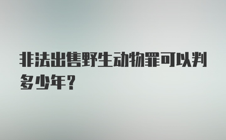 非法出售野生动物罪可以判多少年？